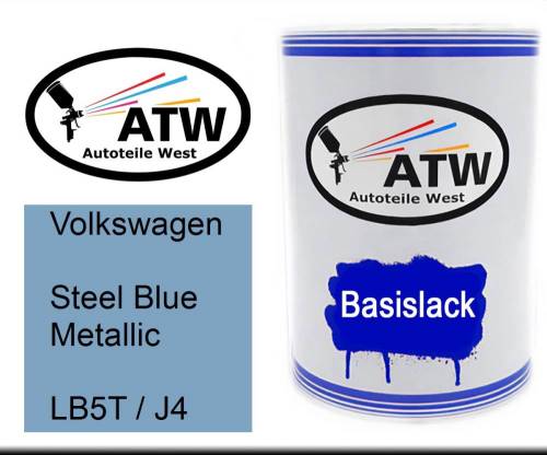 Volkswagen, Steel Blue Metallic, LB5T / J4: 500ml Lackdose, von ATW Autoteile West.